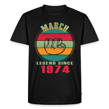 Lazy Sloth 1974 en mars rétro - T-shirt Premium bio Homme - noir - Devant - Nico (187cm)