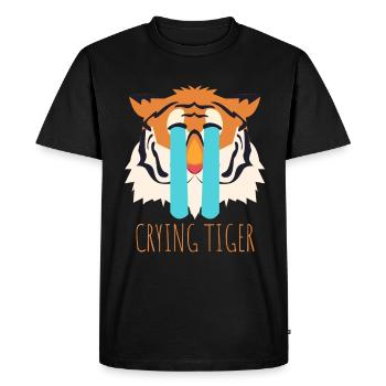 Tête de tigre, motif de tigre, dicton de tigre, pixel art - T-shirt Premium bio Homme - noir - Devant - Nico (187cm)