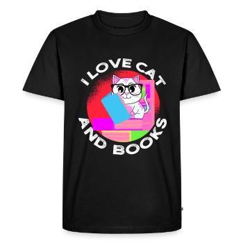 Book Rat Cat Books Bookworm - Men's Premium Organic T-Shirt - black - Front - Nico (187cm)
