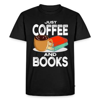 Boire du café Lire des livres Être heureux - T-shirt Premium bio Homme - noir - Devant - Nico (187cm)