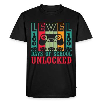 Level 100 Days Of School Unlocked Controller Gamer - Men's Premium Organic T-Shirt - black - Front - Nico (187cm)