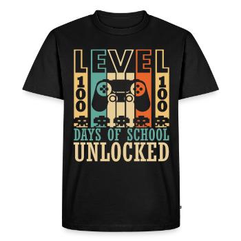 Niveau 100 jours d’école débloqué Gamer - T-shirt Premium bio Homme - noir - Devant - Nico (187cm)