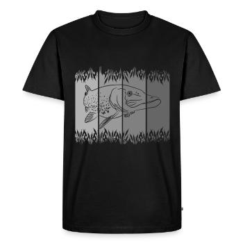 Fish - Pike - Fishing - Fishing - Fishing - Men's Premium Organic T-Shirt - black - Front - Nico (187cm)