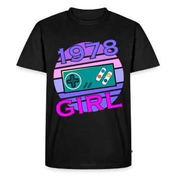 Level 45 Unlocked since 1978 Funny Gamer Girl - Men's Premium Organic T-Shirt - black - Front - Nico (187cm)