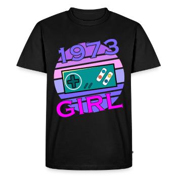 Level 50 Unlocked since 1973 Funny Gamer Girl - Men's Premium Organic T-Shirt - black - Front - Nico (187cm)