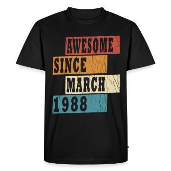 Millésime né mars 1988 Anniversaire mars 1988 - T-shirt Premium bio Homme - noir - Devant - Nico (187cm)