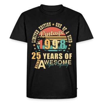 Millésime 1998 25ème Anniversaire Discours - T-shirt Premium bio Homme - noir - Devant - Nico (187cm)