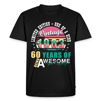 Awesome Since 1963 Birthday 1963 Vintage 1963 - Men's Premium Organic T-Shirt - black - Front - Nico (187cm)