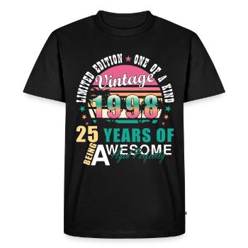 Vintage 1998 98 Birthday Retro vintage gift - Men's Premium Organic T-Shirt - black - Front - Nico (187cm)