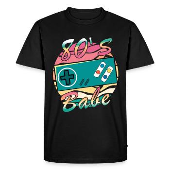 Gamer Girl Babe Retro 80s 80s 1980 - Men's Premium Organic T-Shirt - black - Front - Nico (187cm)