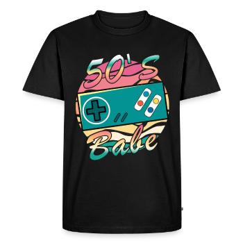 Gamer Girl Babe Retro 50s 50s 1950 - T-shirt Premium bio Homme - noir - Devant - Nico (187cm)