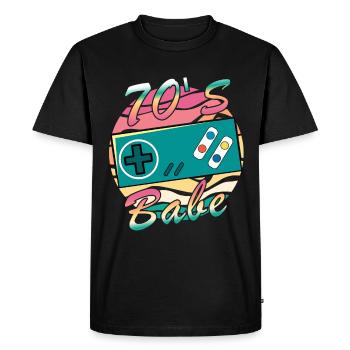 Gamer Girl Babe Retro 70s 70s 1970 - Men's Premium Organic T-Shirt - black - Front - Nico (187cm)