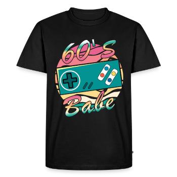 Gamer Girl Babe Retro 60s 60s 1960 - Men's Premium Organic T-Shirt - black - Front - Nico (187cm)