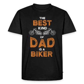 Motard Papa Moto Drôle Papa Papa Papa - T-shirt Premium bio Homme - noir - Devant - Nico (187cm)