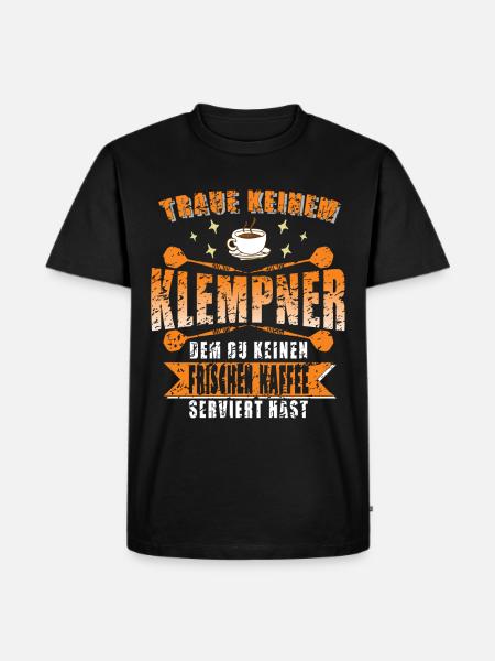 Klempner Kaffee Spruch Dartpfeil - Männer Premium Bio T-Shirt - Schwarz