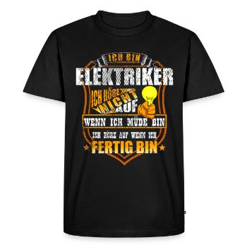 Electrician saying tired finished - Men's Premium Organic T-Shirt - black - Front - Nico (187cm)