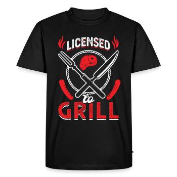 Grillades - Grillmeister - Permis de griller - T-shirt Premium bio Homme - noir - Devant - Nico (187cm)