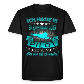 Pilot Piloten Flugzeug - Männer Premium Bio T-Shirt - Schwarz - Vorne - Nico (187cm)