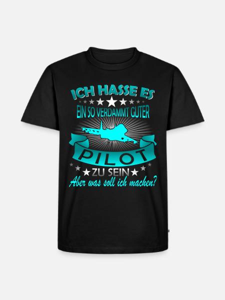 Pilot Piloten Flugzeug - Männer Premium Bio T-Shirt - Schwarz