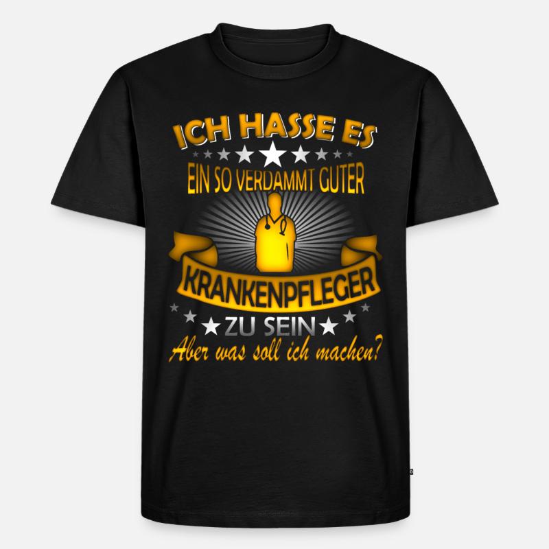 KRANKENPFLEGER - Männer Premium Bio T-Shirt - Schwarz