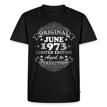 June 1973 Jubilee 1973 Retro 1973 June - Men's Premium Organic T-Shirt - black - Front - Nico (187cm)