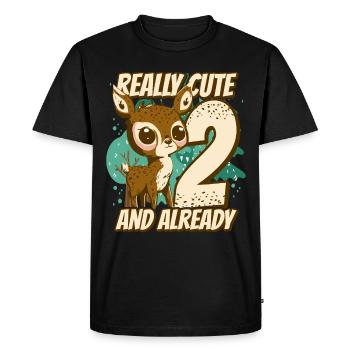 really Cute and already 2 - fawn children birthday - Men's Premium Organic T-Shirt - black - Front - Nico (187cm)
