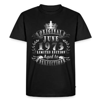 Birth month June 1973. Vintage June 1973 - Men's Premium Organic T-Shirt - black - Front - Nico (187cm)