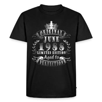 Juin 1988 Original 1988 Anniversaire 1988 Juin - T-shirt Premium bio Homme - noir - Devant - Nico (187cm)