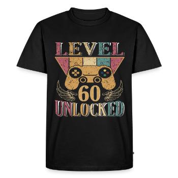 Niveau 60 Vidéo complète 60e, anniversaire, lecteur - T-shirt Premium bio Homme - noir - Devant - Nico (187cm)