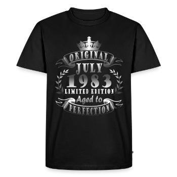 Juillet né en 1983 Anniversaire des légendes - T-shirt Premium bio Homme - noir - Devant - Nico (187cm)