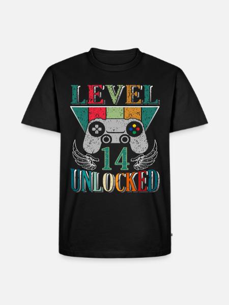 Level 14 Freigeschaltet - Männer Premium Bio T-Shirt - Schwarz