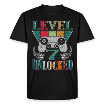 7th Birthday Level 7 Gamer Gaming Gaming - Men's Premium Organic T-Shirt - black - Front - Nico (187cm)