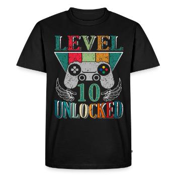 Chemise déverrouillée de niveau 10 Chemise d’anniversaire - T-shirt Premium bio Homme - noir - Devant - Nico (187cm)