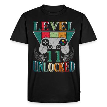LEVEL 11 UNLOCKED GAMING GAMER BIRTHDAY GIFT - Men's Premium Organic T-Shirt - black - Front - Nico (187cm)