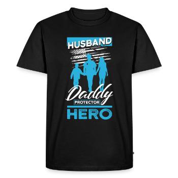 Policier Papa Mari Héros - T-shirt Premium bio Homme - noir - Devant - Nico (187cm)