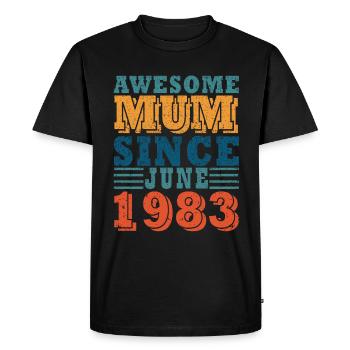 Maman Juin 1983 Millésime - T-shirt Premium bio Homme - noir - Devant - Nico (187cm)