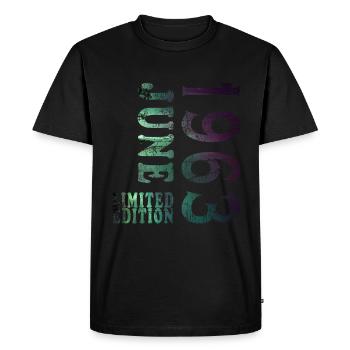 1963 June Limited - Men's Premium Organic T-Shirt - black - Front - Nico (187cm)