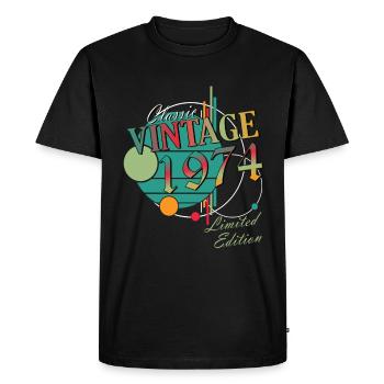 Vintage 1974 Vintage Retro Birthday Gift - Men's Premium Organic T-Shirt - black - Front - Nico (187cm)