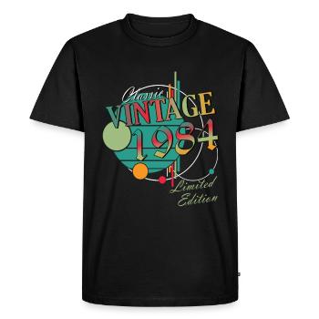 Vintage 1984 Vintage Retro Birthday Gift - Men's Premium Organic T-Shirt - black - Front - Nico (187cm)