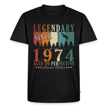 49e anniversaire Homme né en 1974 Légende - T-shirt Premium bio Homme - noir - Devant - Nico (187cm)
