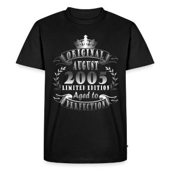 Août 2005 Anniversaire Août 2005 Août - T-shirt Premium bio Homme - noir - Devant - Nico (187cm)