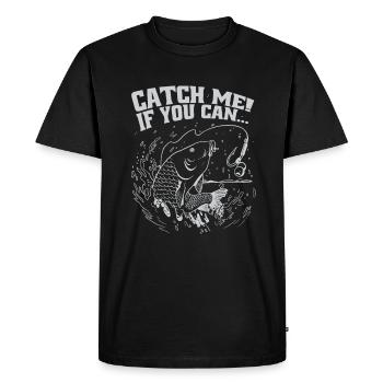 Attrape-moi si tu peux – Motif du pêcheur - T-shirt Premium bio Homme - noir - Devant - Nico (187cm)