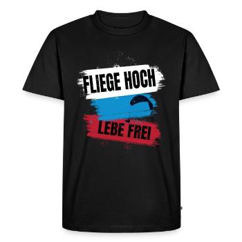 Paragliding - Fly High, Live Free - Men's Premium Organic T-Shirt - black - Front - Nico (187cm)