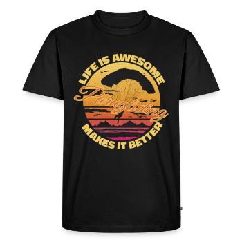Life Is Awesome – Paragliding Makes It Better - Men's Premium Organic T-Shirt - black - Front - Nico (187cm)