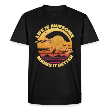 La vie est géniale - le parapente le rend meilleur - T-shirt Premium bio Homme - noir - Devant - Nico (187cm)