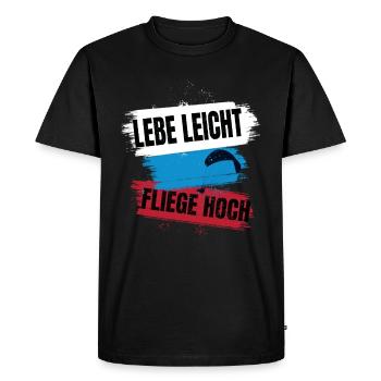 Live light, fly high - Men's Premium Organic T-Shirt - black - Front - Nico (187cm)