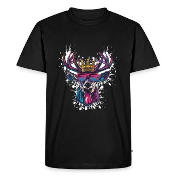 Cerf Anniversaire Drôle Fête - T-shirt Premium bio Homme - noir - Devant - Nico (187cm)