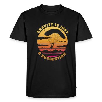La gravité n’est qu’une suggestion - Paragliding Spruch - T-shirt Premium bio Homme - noir - Devant - Nico (187cm)