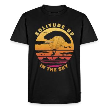 Solitude dans le ciel - Parapente Spruch - T-shirt Premium bio Homme - noir - Devant - Nico (187cm)