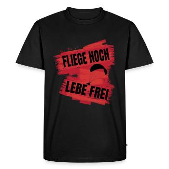 Fly high, live free - Paragliding saying - Men's Premium Organic T-Shirt - black - Front - Nico (187cm)